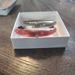 Alexis Bittar Silver and Red Crystal Bracelets